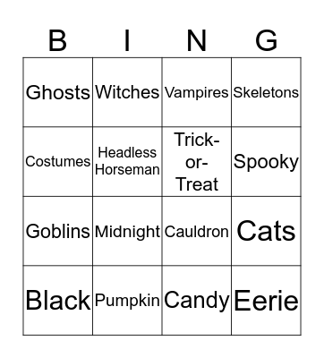 Halloween Bingo Card