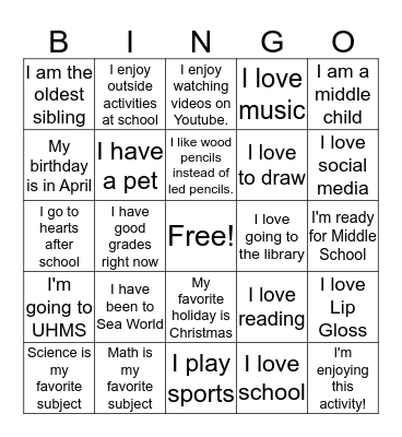 Lady Wolves Bingo Card