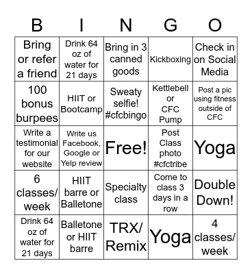 CFC Bingo Card