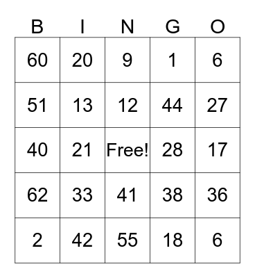 Halloween Bingo Card