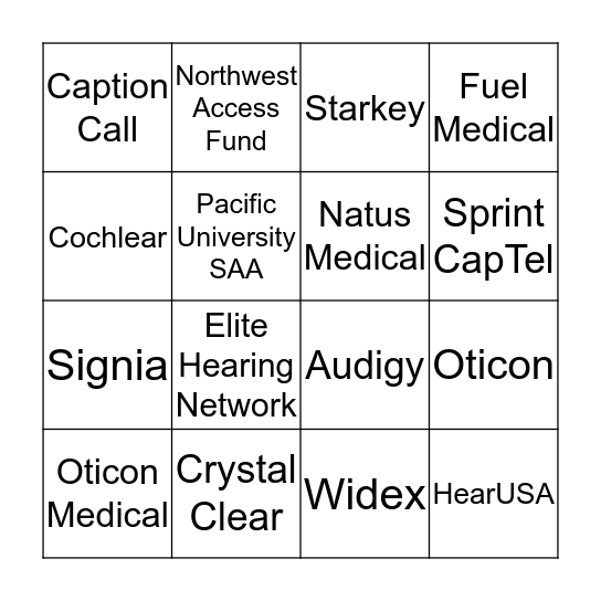 OAA Exhibitor Bingo Card