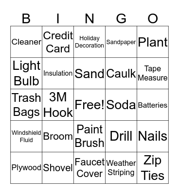 Cashier BINGO Card
