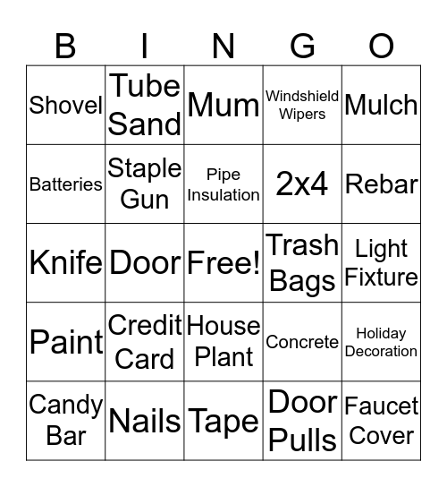 Cashier BINGO Card