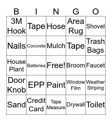 Cashier BINGO Card