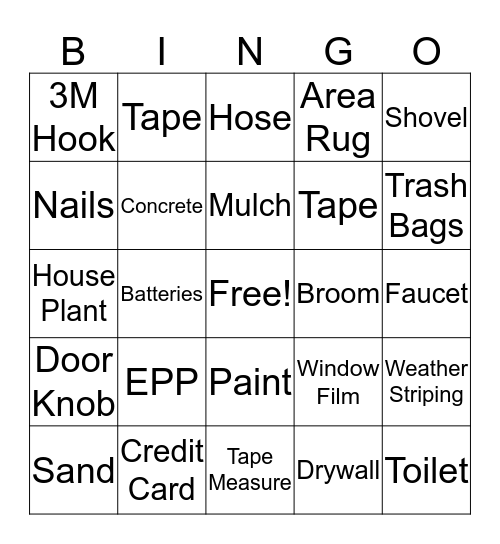 Cashier BINGO Card