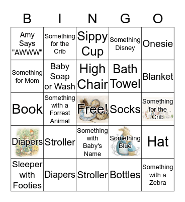 Baby Shower Bingo Card
