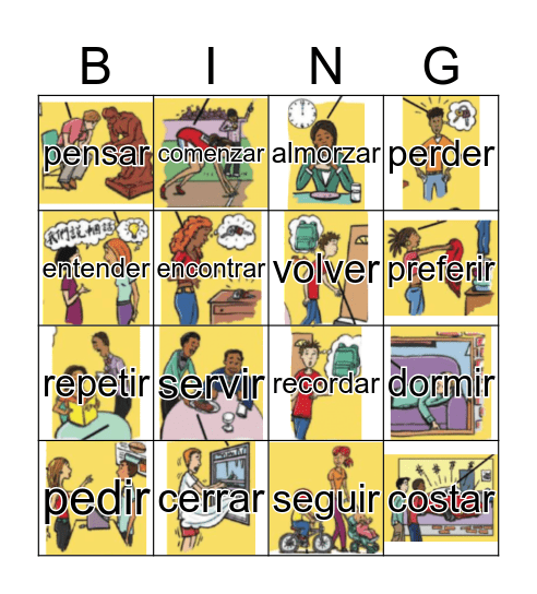 Actividades y acciones cotidianas Bingo Card
