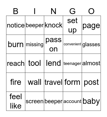 B5L4 Bingo Card