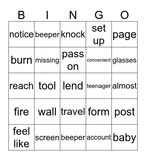 B5L4 Bingo Card