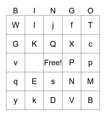 The Alphabet Bingo Card