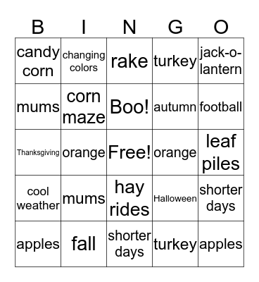 Autumn! Bingo Card