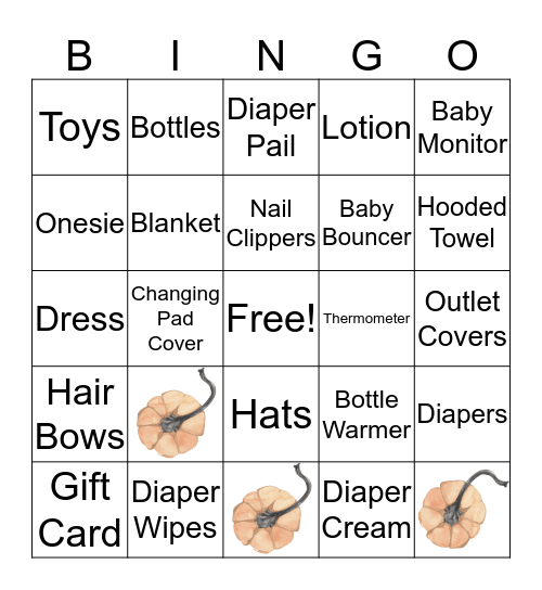 Baby Gifts Bingo Card