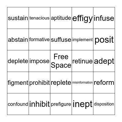 Unit Three and Four Bingo Card