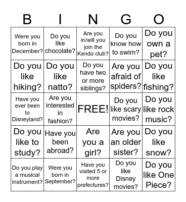 Find Someone Who... Bingo Card