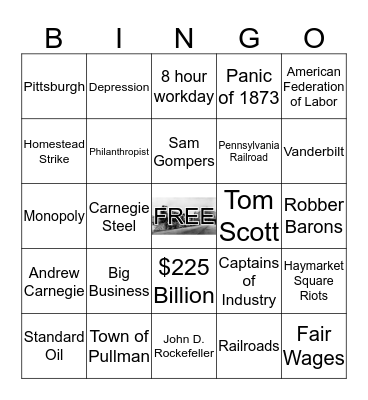 Gilded Age Bingo Card