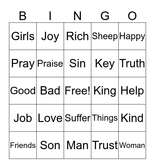 The Suffering of Job Bingo Card