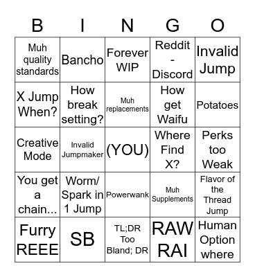 Jumpchain Bingo Card