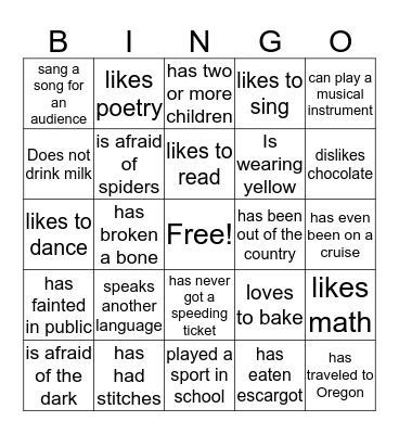Find Someone Who... Bingo Card