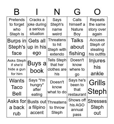 When Patrick... Bingo Card