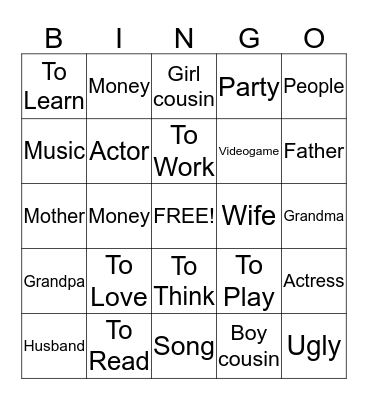 Vocabulario 5 Bingo Card