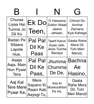 Musical Housie Bingo Card