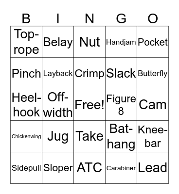 Climbing Bingo! Bingo Card