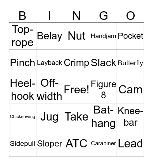 Climbing Bingo! Bingo Card