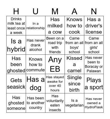 Human Bingo Card