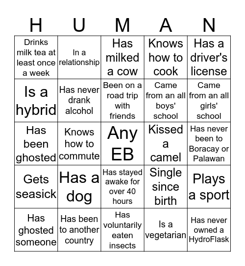 Human Bingo Card