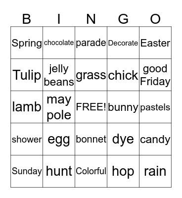 Easter Bingo Card