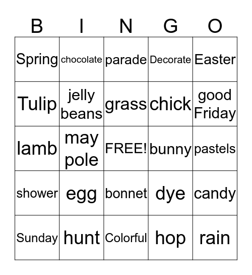Easter Bingo Card