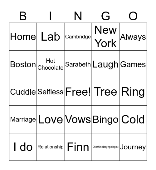 Sarafinns Ceremony Bingo Card