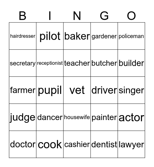 JOBS- 1 Bingo Card