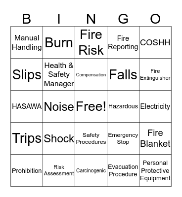 Health &Safety Bingo Card