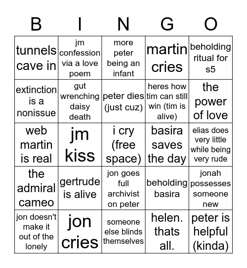 mag 4 finale Bingo Card