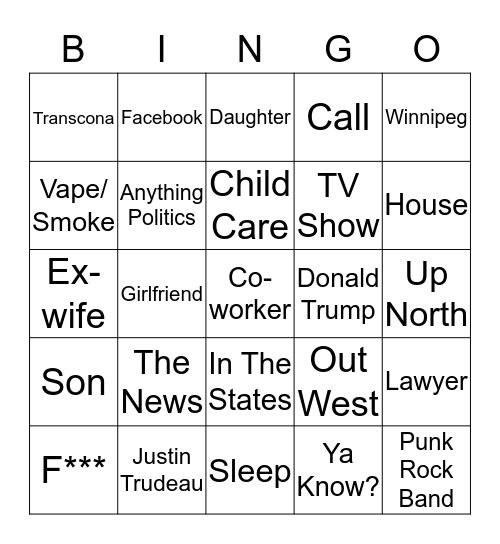 Ya Know Bingo Card