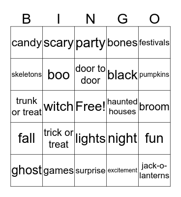 Halloween Bingo Card