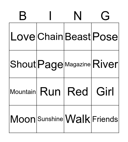 Music Bingo Card