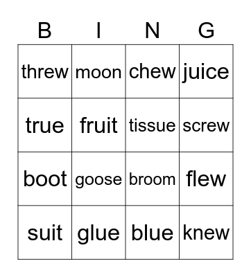 1st grade Sight Word Bingo Card