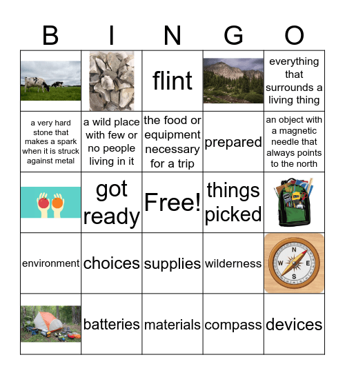 The Wilderness Bingo Card