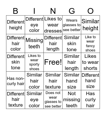 Appearance BINGO Card
