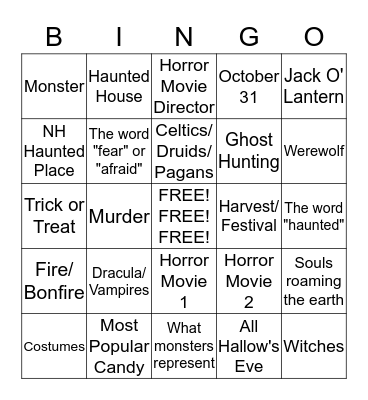 Halloween Bingo Card