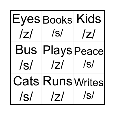 Pronunciation Bingo! Bingo Card