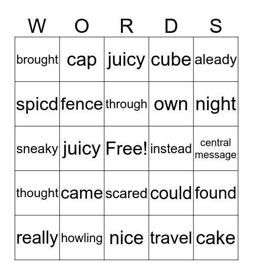 RL 2.2 Bingo Card
