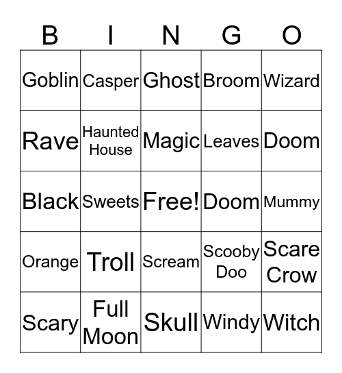 Halloween Bingo Card