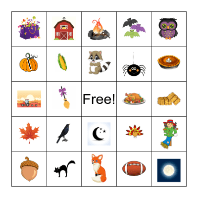 Mrs. Hull and Mrs. Rogers Fall Party Bingo Card