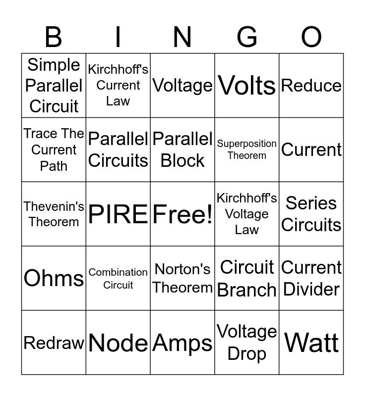 Unit 8 & 9 Vocabulary BINGO Card