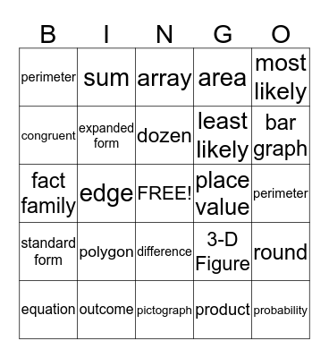 Vocabulary Bingo Card