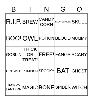 Halloween Bingo! Bingo Card