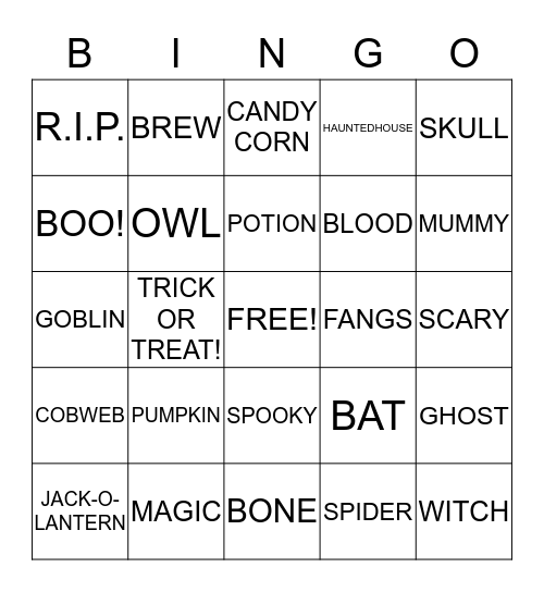 Halloween Bingo! Bingo Card
